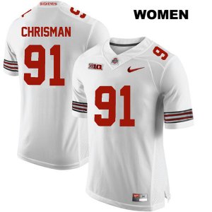 Women's NCAA Ohio State Buckeyes Drue Chrisman #91 College Stitched Authentic Nike White Football Jersey DS20M72FZ